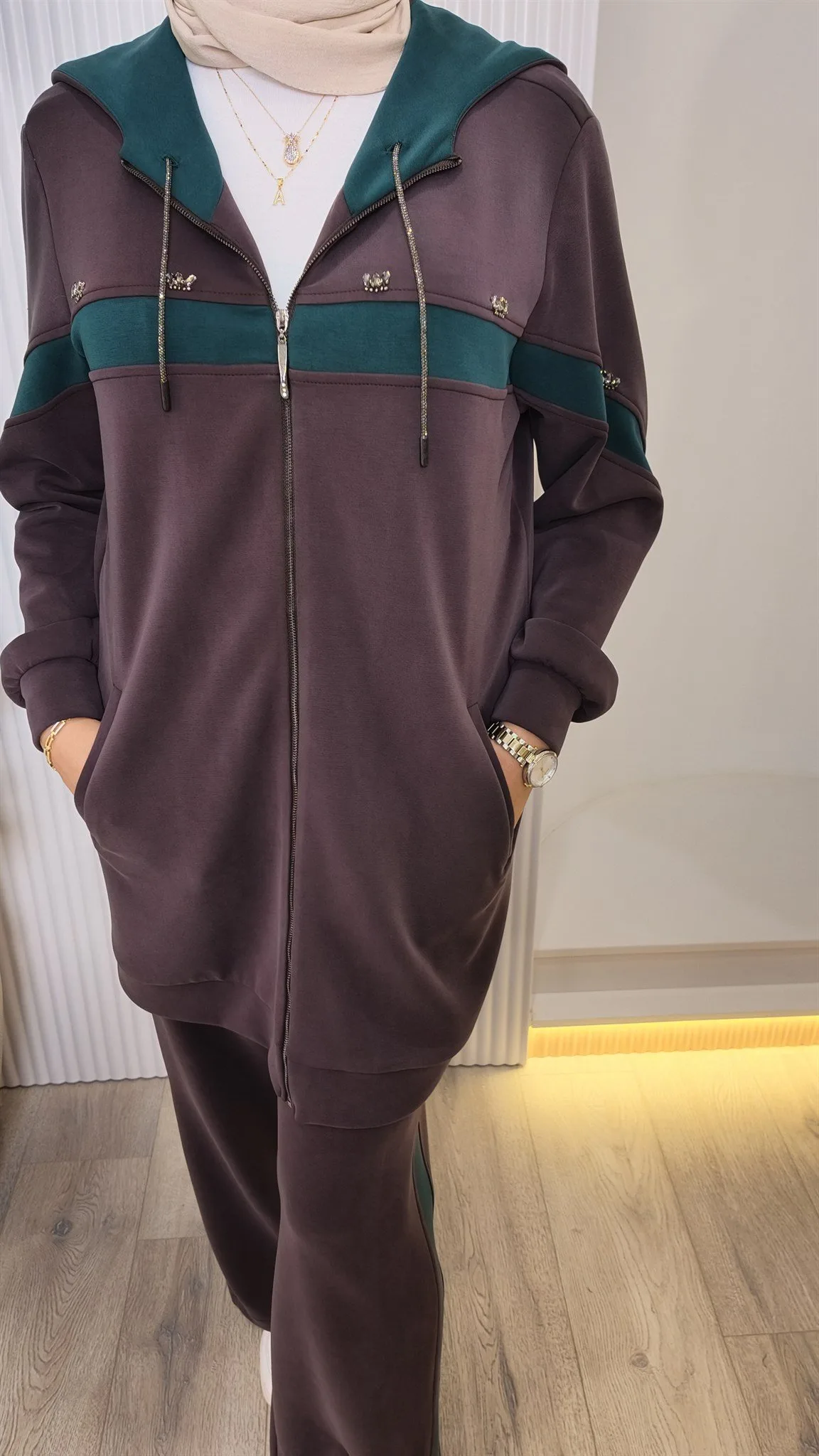 Fuat Gürşen Fermuarlı Modal Tunik Pantolon Takım 26K-6204