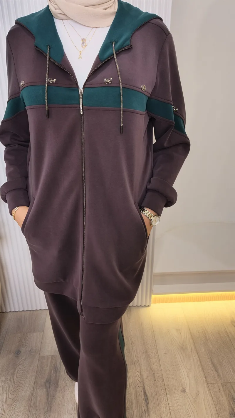 Fuat Gürşen Fermuarlı Modal Tunik Pantolon Takım 26K-6204