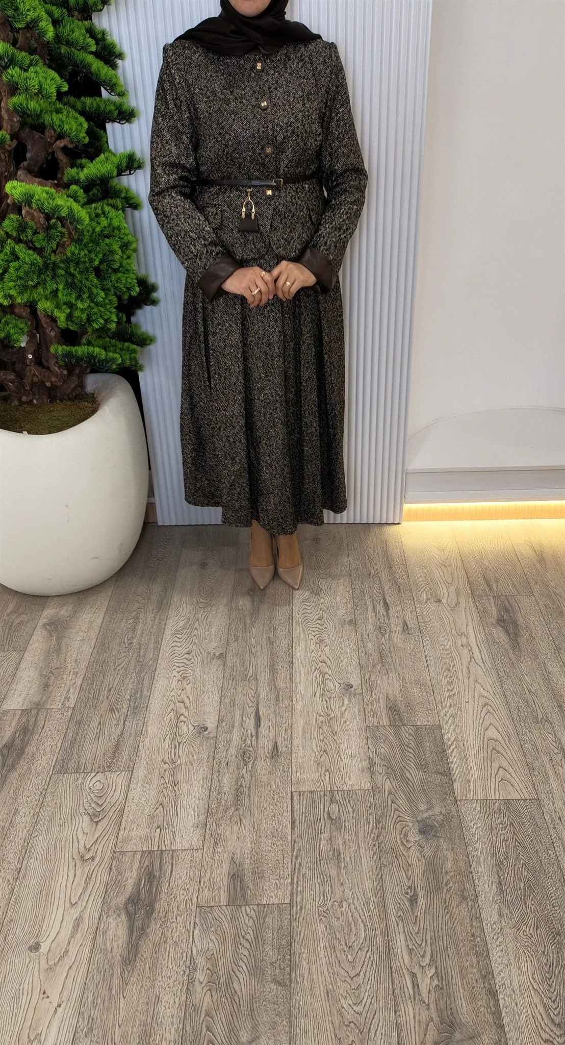 Atamu Kemer Aksesuarlı Tweed Ceket Etek Takım 897001