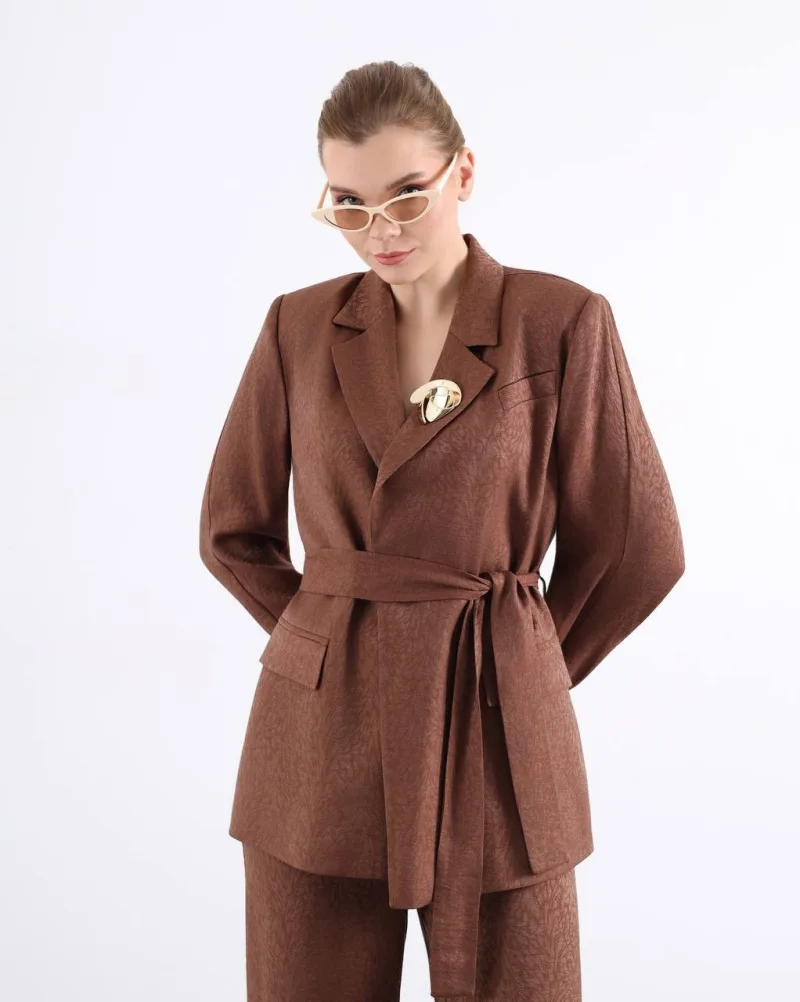 Atamu Gold Broşlu Ceket Pantolon Takım - Atamu 969001