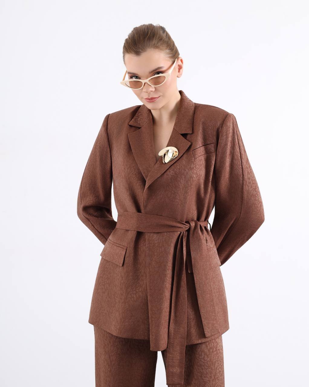 Atamu Gold Broşlu Ceket Pantolon Takım - Atamu 969001