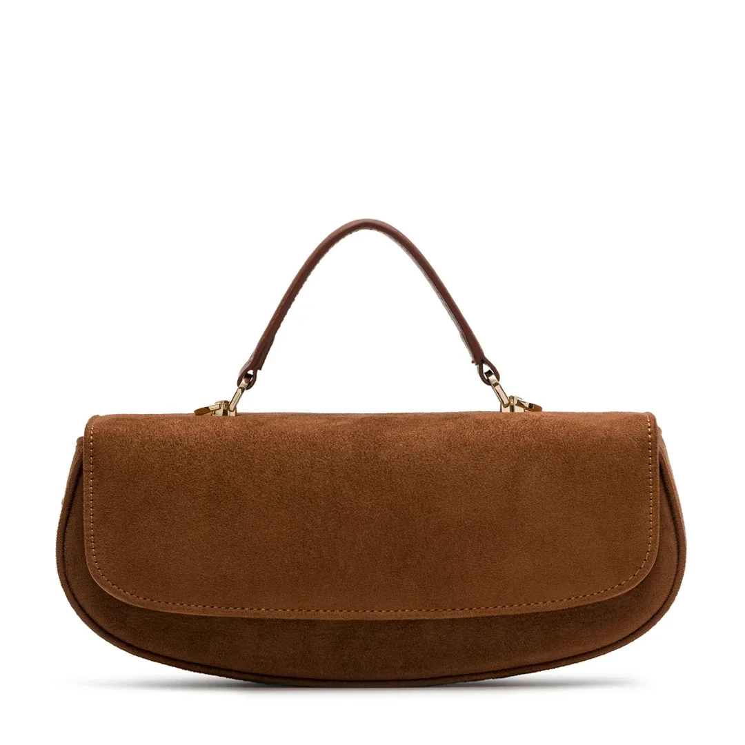 Chicky Caramel Suede No12-Taba Süet Deri Omuz Çantası