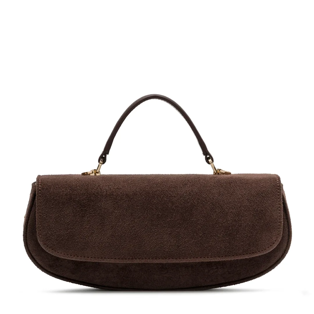 Chicky Chocolate Suede No12-Kahverengi Süet Deri Omuz Çantası
