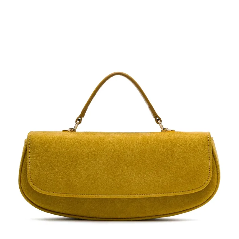 Chicky Honey Suede No12-Hardal Süet Deri Omuz Çantası