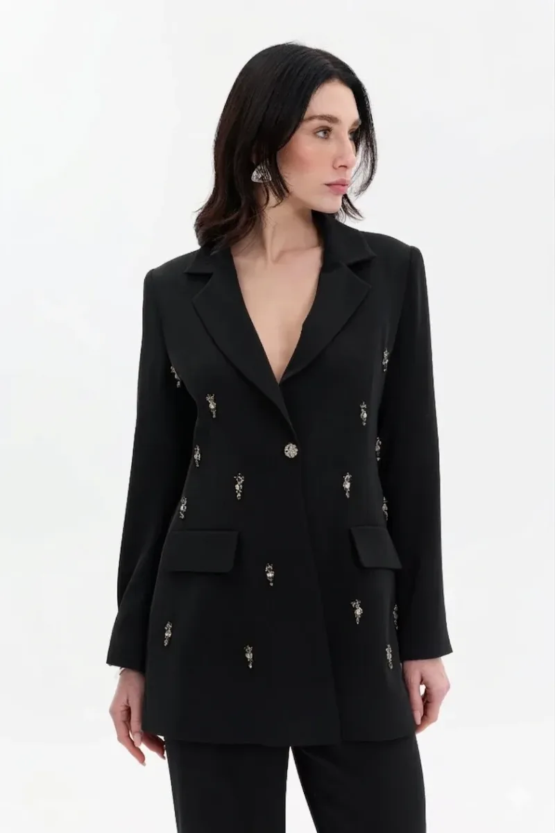 Lisa Exclusive Taş İşlemeli Blazer Ceket Pantolon Takım 7061