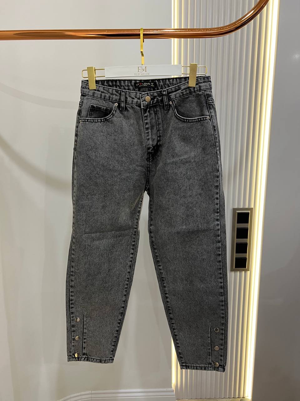 LY Love 8157-12 Paça Düğmeli Mom Pantolon