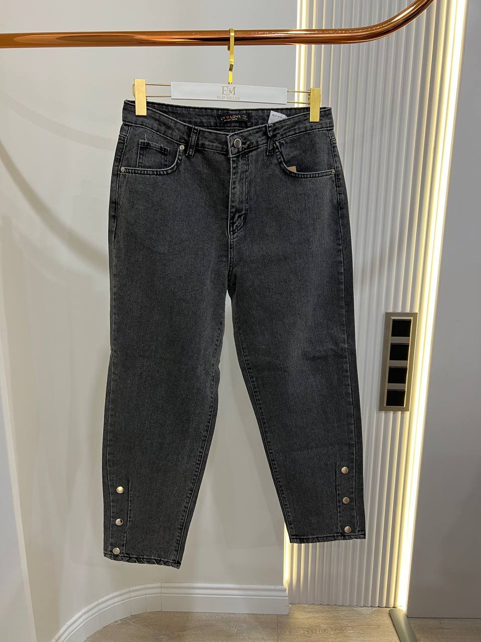 LY Love 8157-42 Paça Düğmeli Mom Pantolon