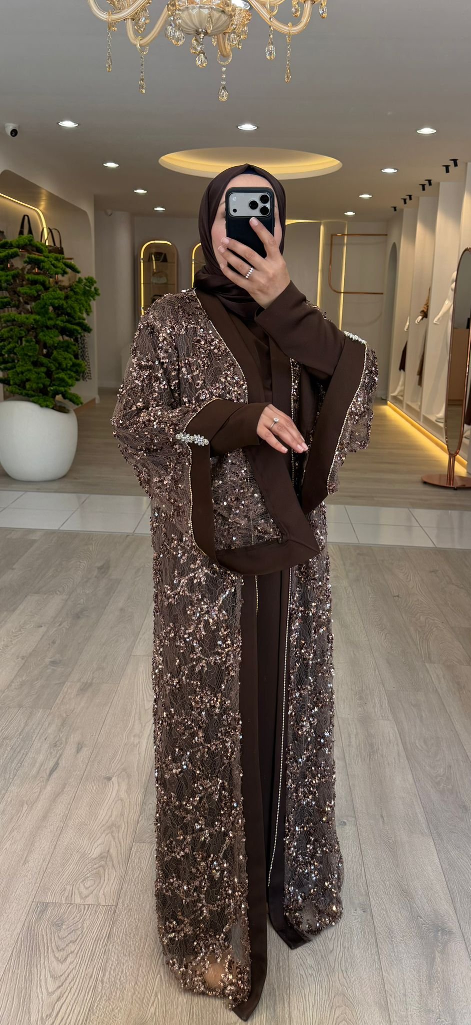 Matex Pul Payet İşlemeli Abaya Elbise Takım 2370