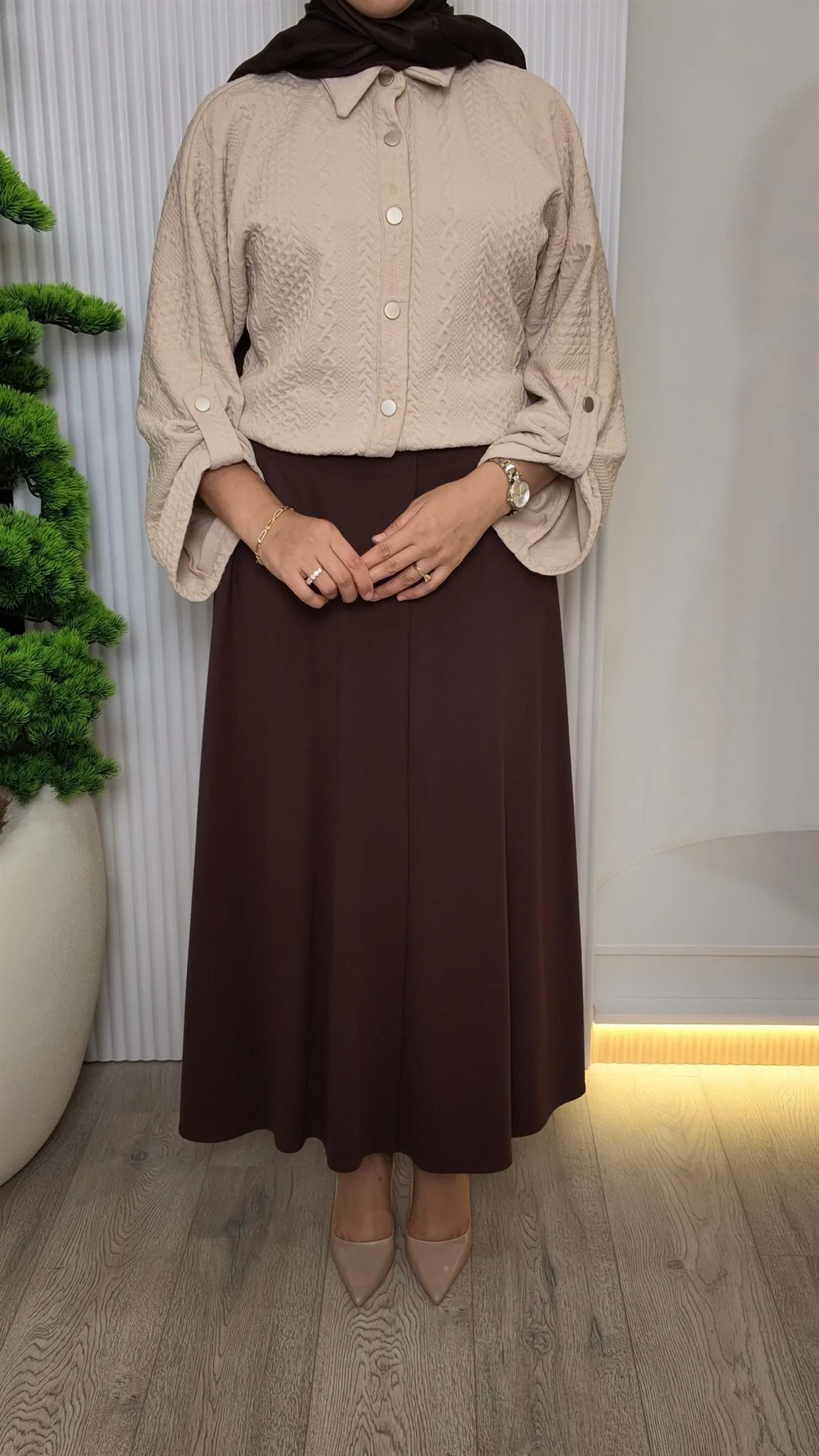NPrive Lastik Detaylı Örme Etek 18138