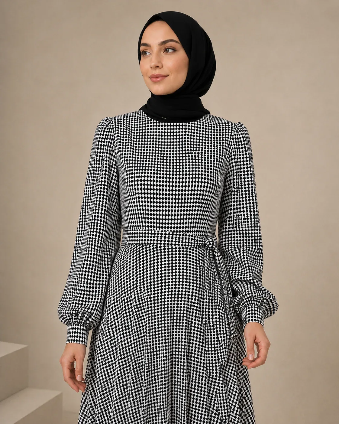 NPrive Desenli Piliseli Elbise - NPrive 13271