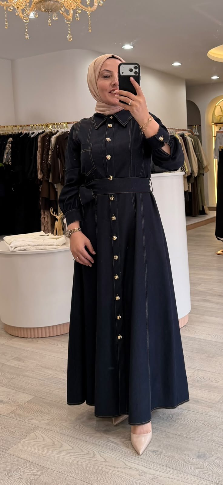 NPrive Dikiş Detaylı Denim Elbise 13322