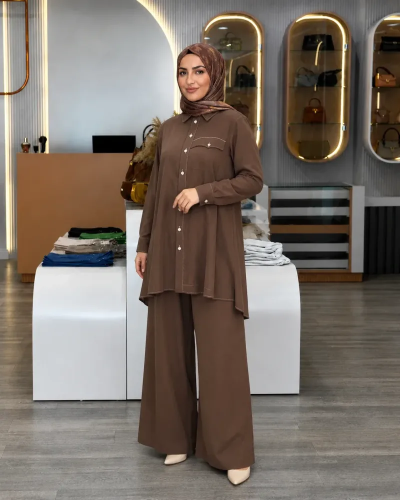 Pureva Tensel Kumaş Tunik Pantolon Takım 2691