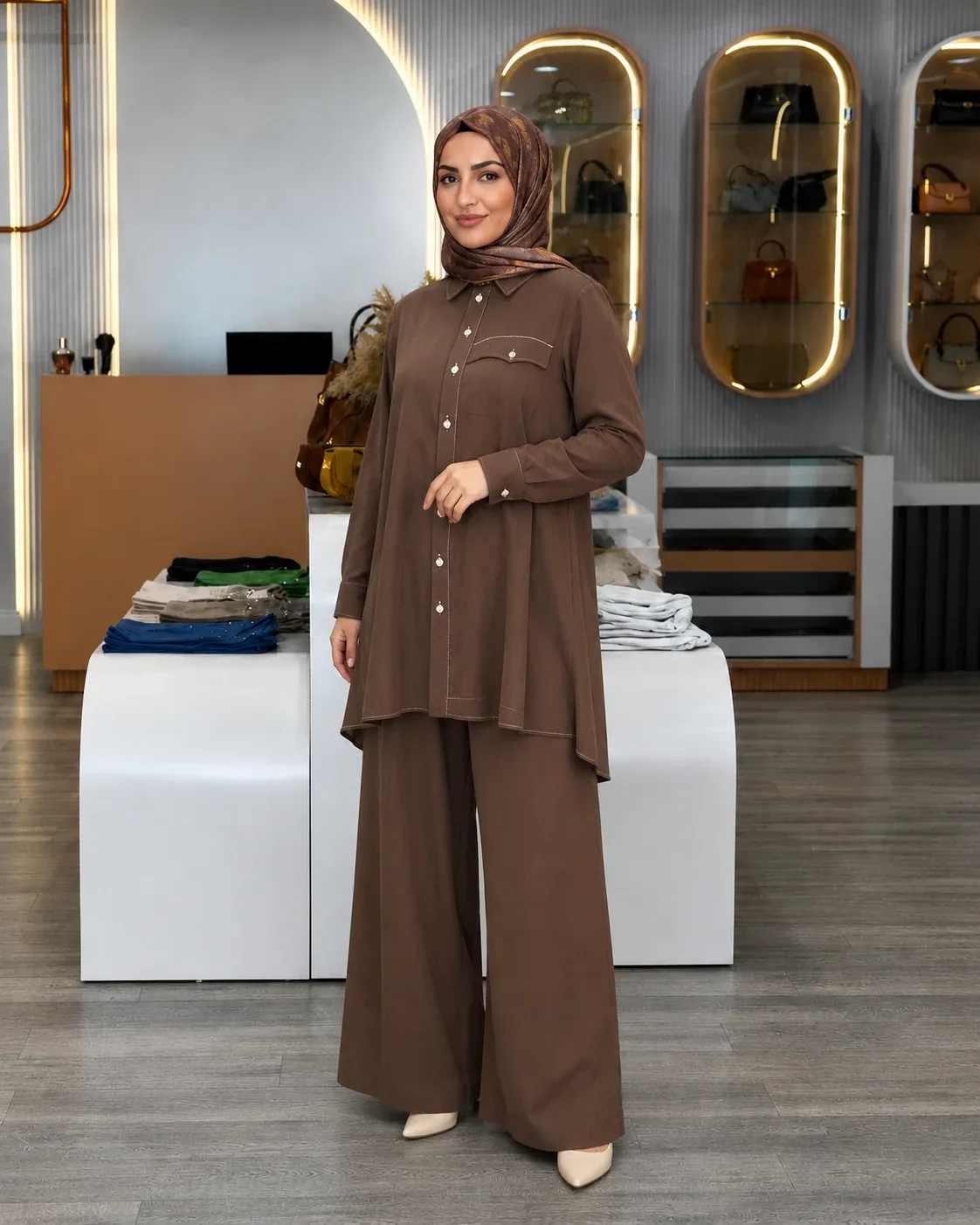 Pureva Tensel Kumaş Tunik Pantolon Takım 2691