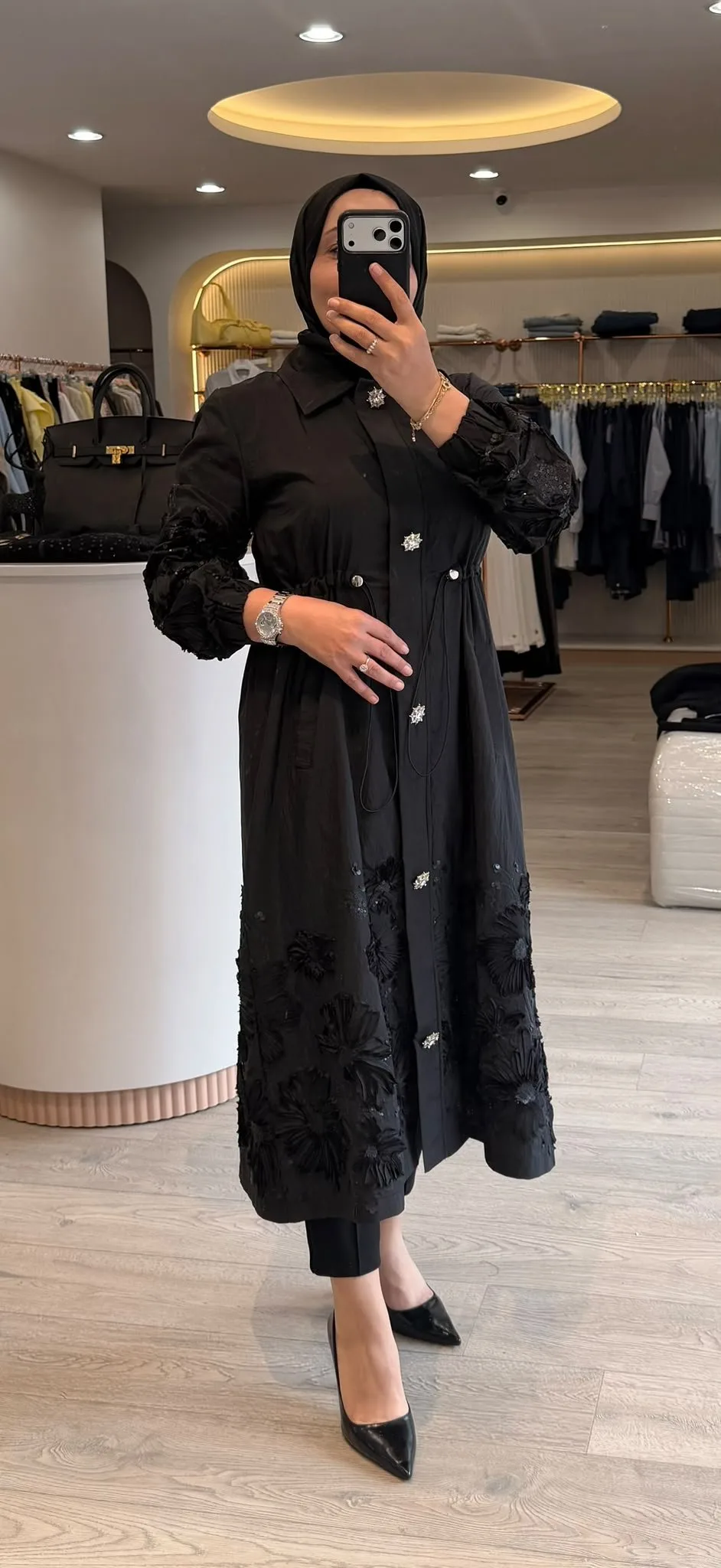 Selinada Pul Nakış İşlemeli Paraşüt Trençkot 5050