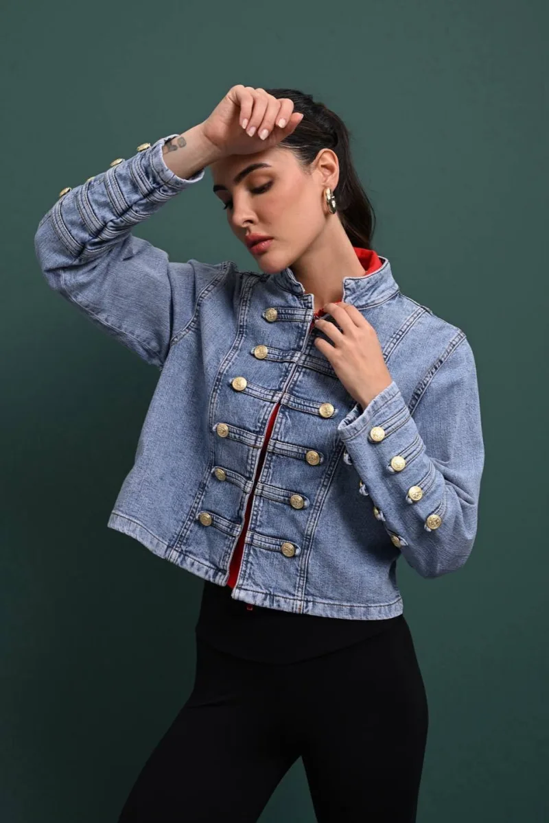 Veto Jeans Şık Düğmeli Pilot Kot Ceket 2939